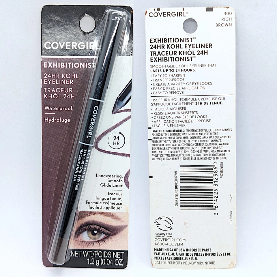 2 COVERGIRL Exhibitionist 24hr Kohl Eyeliner 300 Rich Brown