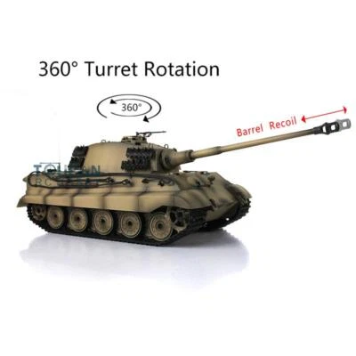 Henglong 1/16 King Tiger 7.0 Plastic 3888A 360°Turret Barrel Recoil RC Tank - Image 1 of 4