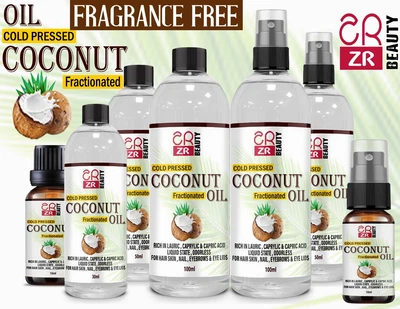 ZR BEAUTY Pure Coconut Fractionated Oil MCT Carrier Oil Massage Hair Skin Moisturizer DIY
