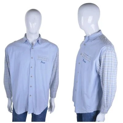 Camisa PACO Vintage Anos 90 Dois Tons G Xadrez Denim Anos 90 - Imagem 1 de 4