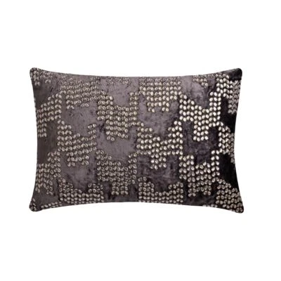 Violet, Purple Velvet Lumbar Pillow Cover Set of 2 Crystal Embroidery-Diamontina - Image 1 of 3