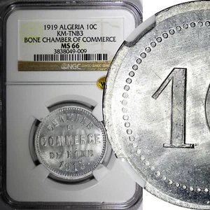 Algeria Aluminum 1915 10 Centimes NGC MS66 30mm TOP GRADED  KM# TnB3 (009) - Picture 1 of 5