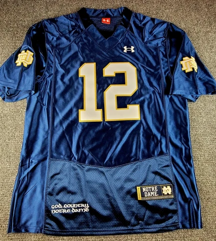 Replica Notre Dame Fighting Irish XL Home Blue Stiched #12 Jersey New Cover