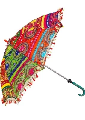 Guarda-chuvas bordados decorativos indianos 5 peças  - Imagem 1 de 4