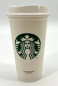 Bicchiere tazza caffè in plastica riutilizzabile 16 oz Starbucks 2012 con coperchio - Foto 1 di 5