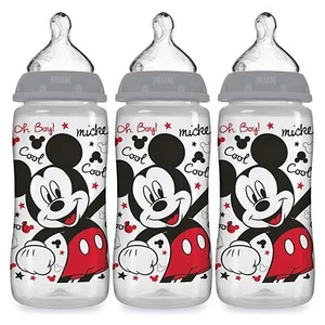NUK Mickey Mouse Smooth Flow Anti-Colic Bottle 10oz Breast Milk Feeding Baby - Picture 1 of 10