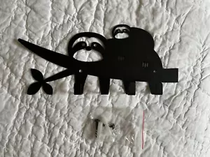 Sloths Animal Key Holder Black Metal Wall Hooks Decor Hanger Coat Toys Leash NEW - Picture 1 of 6
