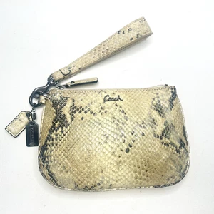 COACH Kristin Python Embossed Leather Wristlet  #45126 $98 Ivory - Picture 1 of 9