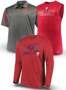 3 Philadelphia Phillies Mens Majestic Shirts Embroidered Polo Long Sleeve Sz 3XT - Picture 1 of 5