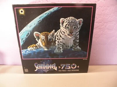 Schimmel Puzzle Total Eclipse 750 Milton Bradley Space Baby Tigers Cubs Vintage - Image 1 of 3