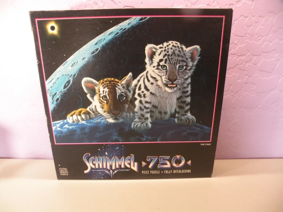 Rompecabezas Schimmel Total Eclipse 750 Milton Bradley Space Baby Tigers Cubs De colección Foto 1 de 3