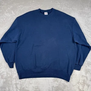 Vintage 90s JERZEES Sweatshirt XXL Blau Blank Crewneck Made In USA Distressed - Bild 1 von 7