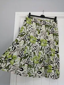 Chloe White By Autonomy Green Floral Linen Mix Skirt Size UK 14 - Picture 1 of 7