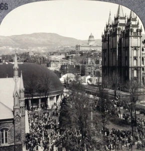 Keystone Stereoview Mormon Temple & Tabernacle, SLC, Utah 1930s T600 Set #T166 B - Picture 1 of 3