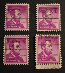 4 - 1954 US Stamps Scott Nos. 1036 - 4 Cent Precanceled - Used - Thompson, OH - Picture 1 of 2
