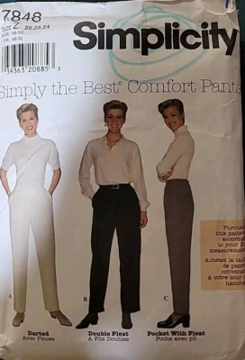 Sewing Pattern Simplicity 7848 Comfort Pull On Pants Women Size 20 To 24 - Image 1 of 2