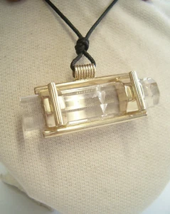 Pendentif en Argent 925 Avec Cristal de Roche Naturel - Pendentif Quartz - Picture 1 of 7
