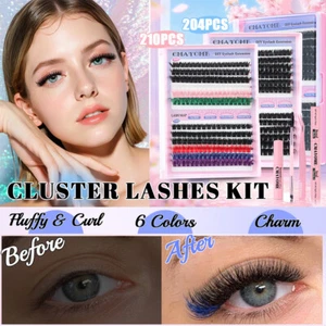 DIY Lash Extension Kit, 204Pcs Lash Clusters Individual Lashes, 80/100D Cluster↷ - Picture 1 of 19