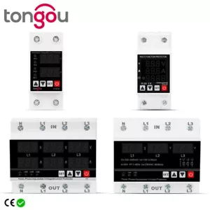 Relé protector de corriente sobre voltaje ajustable doble pantalla DIN 63A 230V - Imagen 1 de 5