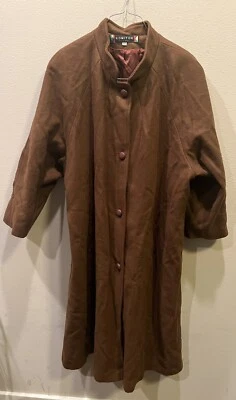 Vintage Komitor Women's Long Sleeves Winter Wear Collared Coat Size 22W Brown - Image 1 of 4
