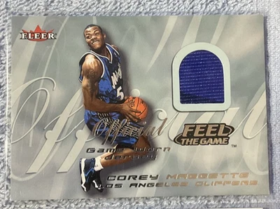COREY MAGGETTE CLIPPERS 2000-02 Fleer JUEGO USADO Jersey Reliquia SIENTE EL JUEGO Foto 1 de 2