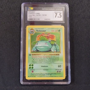 Venusaur 15/102 - Set Base - 1ª Edizione - Shadowless - Holo - CGC 7.5 NEAR MINT - Foto 1 di 10