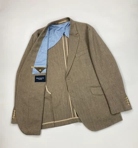 Herren Beige & Schwarz Hackett London Blazer 46R Pima Baumwolle Fischgrät Sakko A - Bild 1 von 17