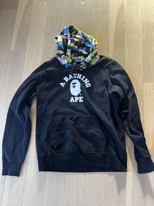 A Bathing Ape Cotton Graphic Pullover Hoodie Black Multicolor Hood M BA0925315 - Picture 1 of 7