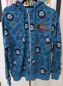 Neu mit Etikett Disney Coco Hoodie-Jacke blau Miguel bestickt Schriftzug Größe Herren L ** - Bild 1 von 4