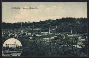 Ansichtskarte Benesov, Zámek Konopiste, Panorama 1913 - Bild 1 von 2