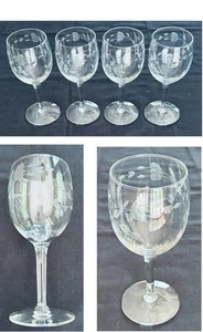 Vintage Princess House Wine Glasses 10 oz. HERITAGE ETCHED Clear 4-Piece Set - Picture 1 of 5