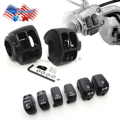 Switch Housing Cover &10pcs Hand Control Button Cap For Harley Touring Road King - Image 1 of 4
