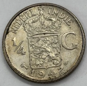 Nederl Indie 1942S 1/4 G - Foto 1 di 2