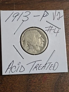 1913 P Buffalo Nickel #4 Variety 2 or Type 2 Acid Treated - Picture 1 of 4