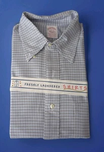 Vintage Brooks Brothers Makers LS Hemd 16 - 3 Made in USA Baumwolle blau schwarz weiß - Bild 1 von 7