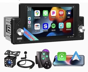 Wireless Apple CarPlay Single Din Car Stereo, 5.9 inch IPS Touch Screen 1280 - Picture 1 of 10