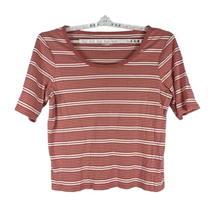 Time And Tru Womens Striped Short Sleeve Top Cotton Blend Red White Size XXXL - Picture 1 of 5