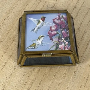 Hummingbird Glass Trinket Box Made In Mexico Stained Glass Sides - Picture 1 of 11