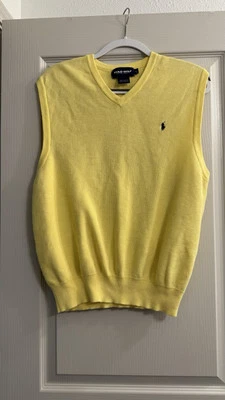 Polo Ralph Lauren Men's Vest Vintage GOLF V Neck Large Yellow Preppy Dad - Image 1 of 3