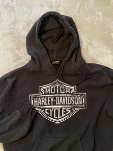 Harley-Davidson Hoodie Mens Large Black Pullover Bar & Shield Louisville KY Logo - Picture 1 of 10