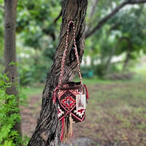 Borsa boho secchiello mochila colombiano 🇨🇴 fatta a mano grande tribù Wayuu MOLTI COLORI - Foto 1 di 10