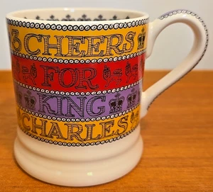 Emma Bridgewater Pottery 3 Cheers For King Charles III 1/2 Pint Mug Cup England - Picture 1 of 7