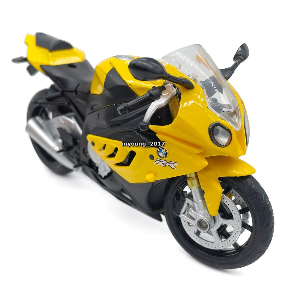 Brinquedo modelo motocicleta BMW S1000RR brinquedo fundido masculino brinquedos para crianças presentes amarelo em escala 1/12 - Imagem 1 de 4