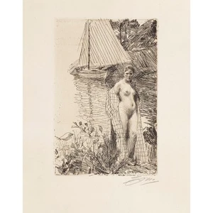Anders Zorn - My Model and My Boat (etching) 1894 - 40x50 Inch Rolled... - Picture 1 of 1