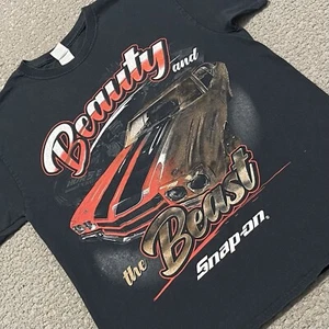 Snap-On T Shirt Mens M Black Beauty and the Beast Graphic Short Sleeve Tee - Picture 1 of 16