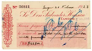 Tanger/Morocco … 22.700 Francs … 21-Feb-1923 ... *VF*.😉 - Picture 1 of 2
