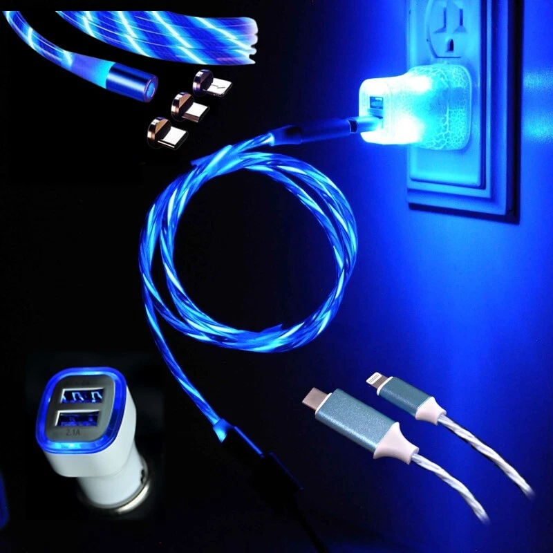 Cable de teléfono USB-C a tipo C o iPhone carga rápida LED luz móvil Foto 1 de 4