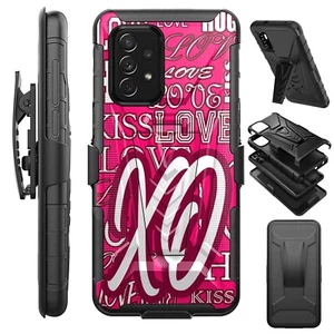 V Holster Case For Galaxy A23 5G/A33/A53 Phone Cover Kick Stand PINK XO - Photo 1 sur 7