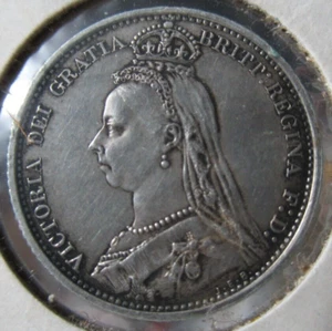 1887 Great Britain 6 Pence Shield Type Silver Coin, BU Brilliant UNC. - Picture 1 of 4