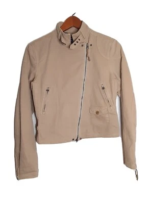 Ralph Lauren Sport Talla 4 Tostado Moto Mujer Chaqueta Asimétrica Forrada Motociclista Foto 1 de 4